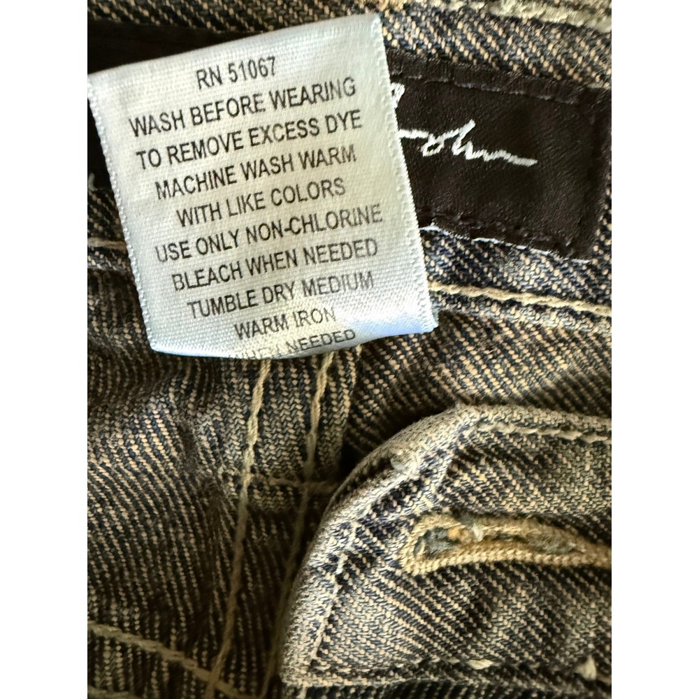 Sean John Vintage Baggy Jeans Gray Blue Tan Contrast Panel Star Patch Mens 36 - Picture 8 of 11